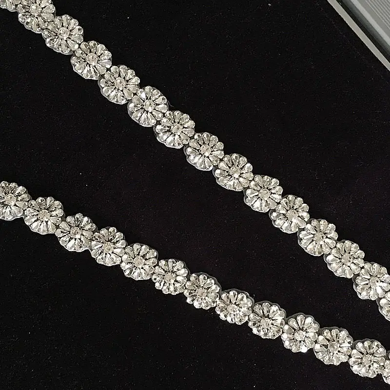 1 ярд свадебные стразы цветок аппликация для свадебного платья пояс | Аксессуары