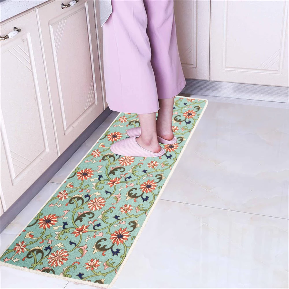 Противоскользящие восточные цветочные кухня коврик Добро пожаловать вход