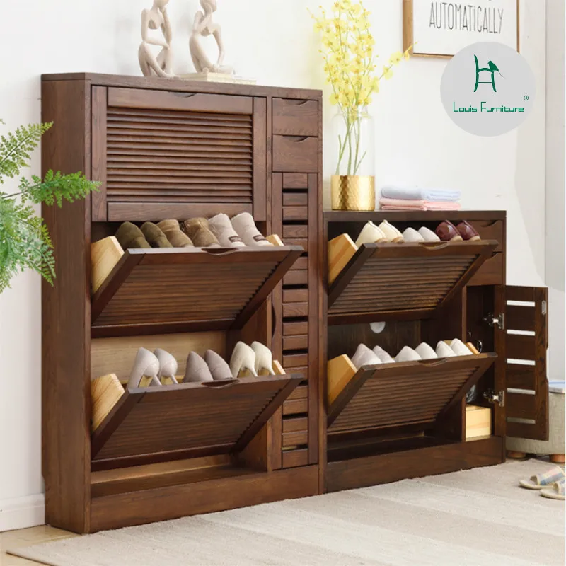 

Louis Fashion Shoe Cabinets Solid Wood Tipping Simple Modern Super Thin