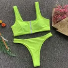 Женский купальник с высоким вырезом, пикантный зеленый женский купальник бикини на молнии, купальный костюм из двух предметов, 2020, 5109