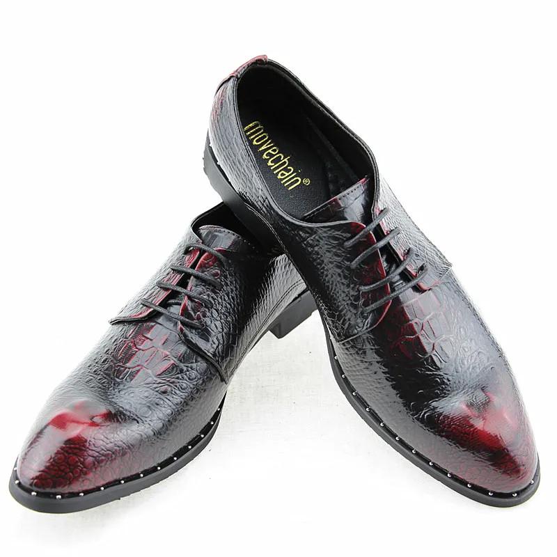 Movechain/Мужские модельные туфли из натуральной кожи с крокодиловым лицевым