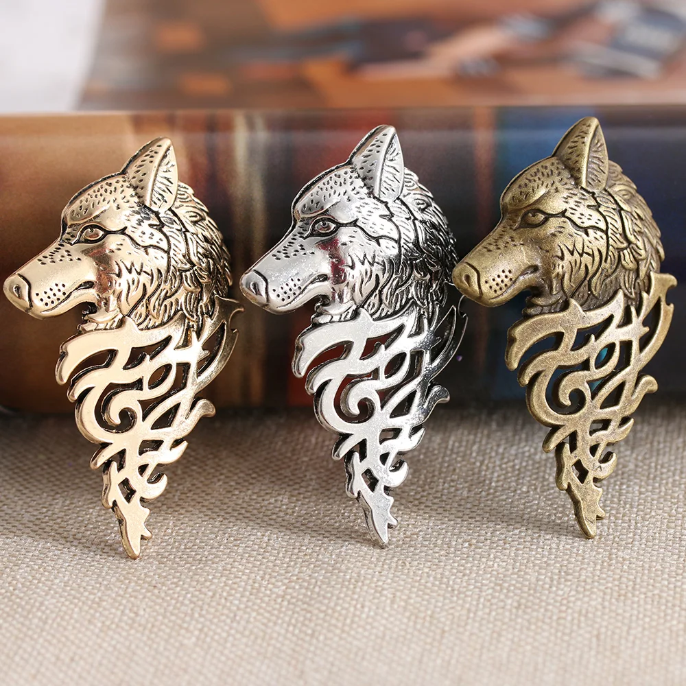 Женская Винтажная брошь в виде волка кошки|wolf head brooch|head broochanimal badge |