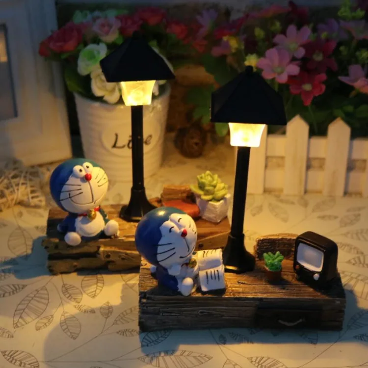 Doraemon ночник из смолы Милая модель фигурки сказочные животные миниатюрные