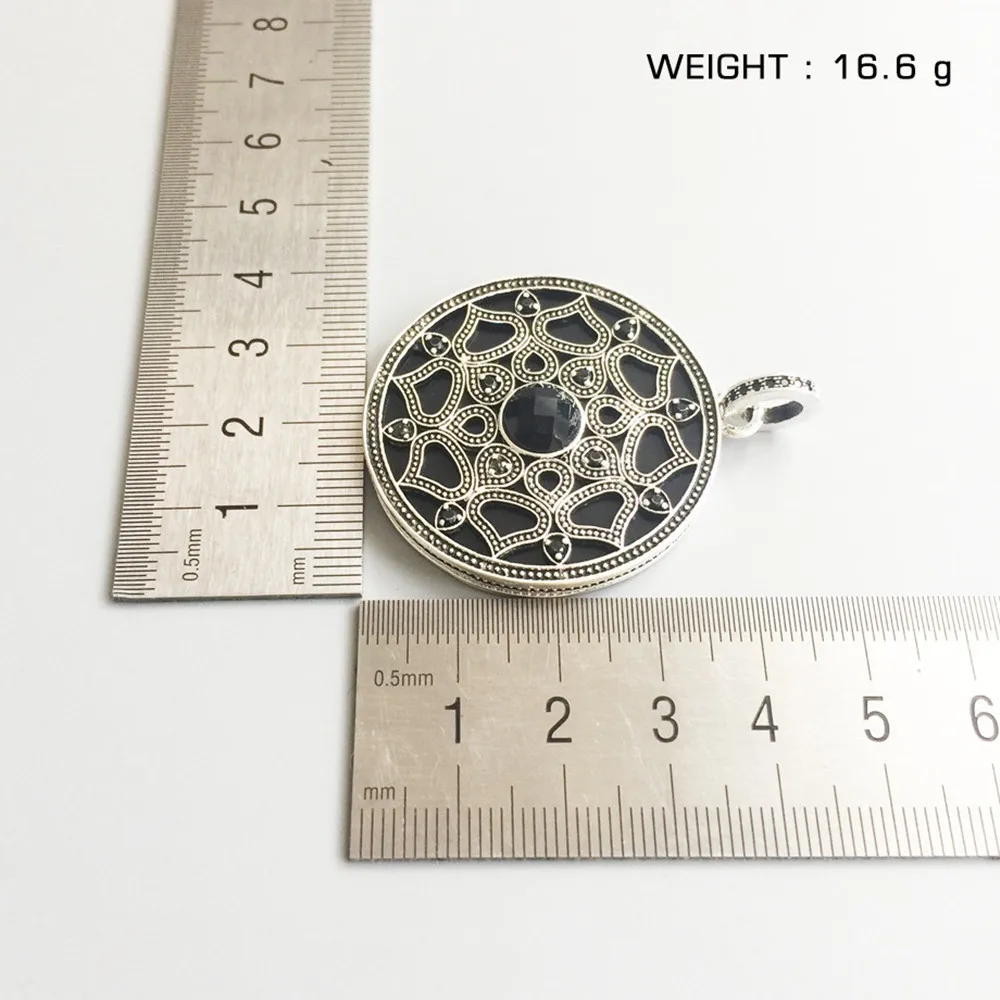 925 Sterling Silver Black Onyx Lotus Amulet Round Disc Pendants Fashion Chain Necklace Pendant Lotos Jewelry Gift for Women | Украшения и