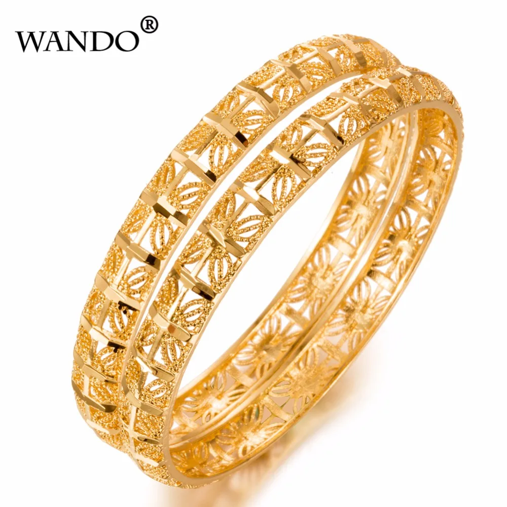 

WANDO 1pcs Luxury Ethiopian Bangles For Women 24k Gold Color Dubai Bangles&Bracelet African/Arab/Kenya/Middle East Wedding WB23