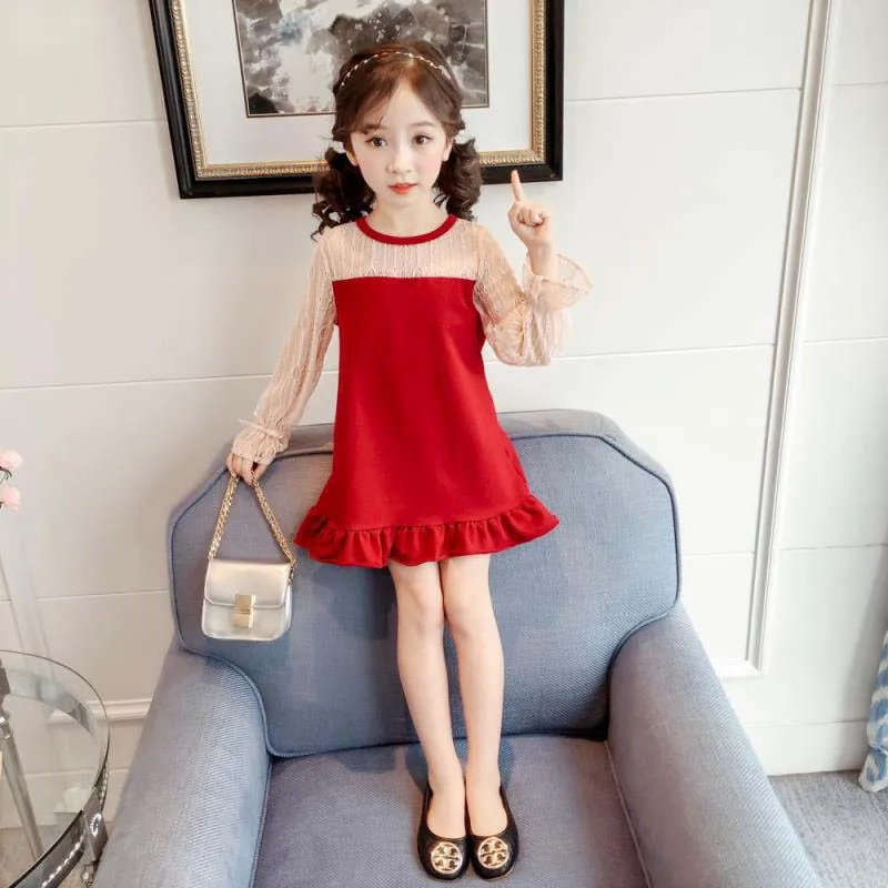 Новинка 2019 года платье для девочек сезон весна-осень детское модное хлопковое