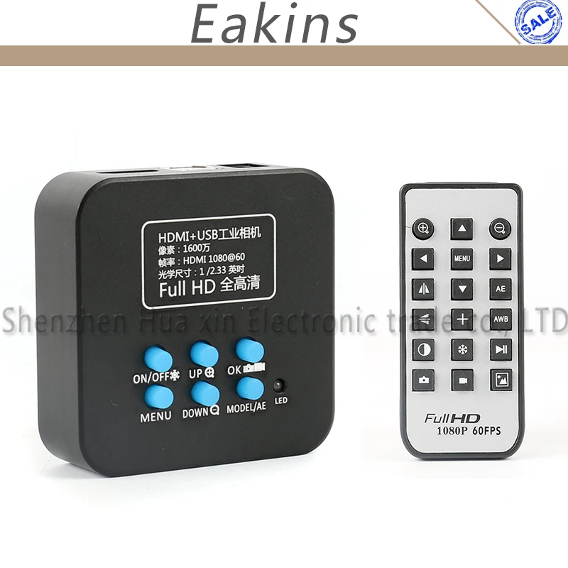 16MP 1080P 60FPS HDMI USB промышленный видеомикроскоп камера с ИК пультом дистанционного
