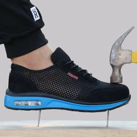 2019 protective shoes breathable safety shoes mens lightweight steel toe shoes anti smashing piercing work single mesh sneakers
