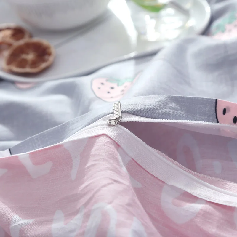 1 шт розовый клубничный узор пододеяльник с молнией Хлопковое одеяло или чехол