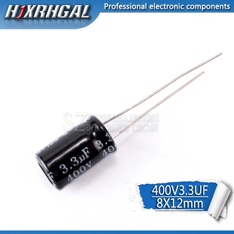 

20PCS Higt quality 400V3.3UF 8*12mm 3.3UF 400V 8*12 Electrolytic capacitor hjxrhgal