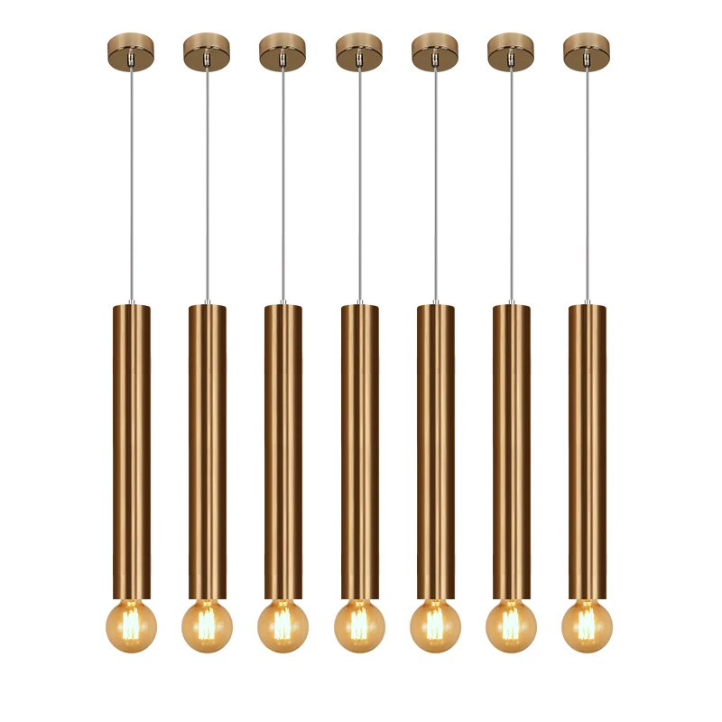

Simple gold long cylindrical Pendant Lights living room dining room bedroom creative atmosphere lamps WF4161646