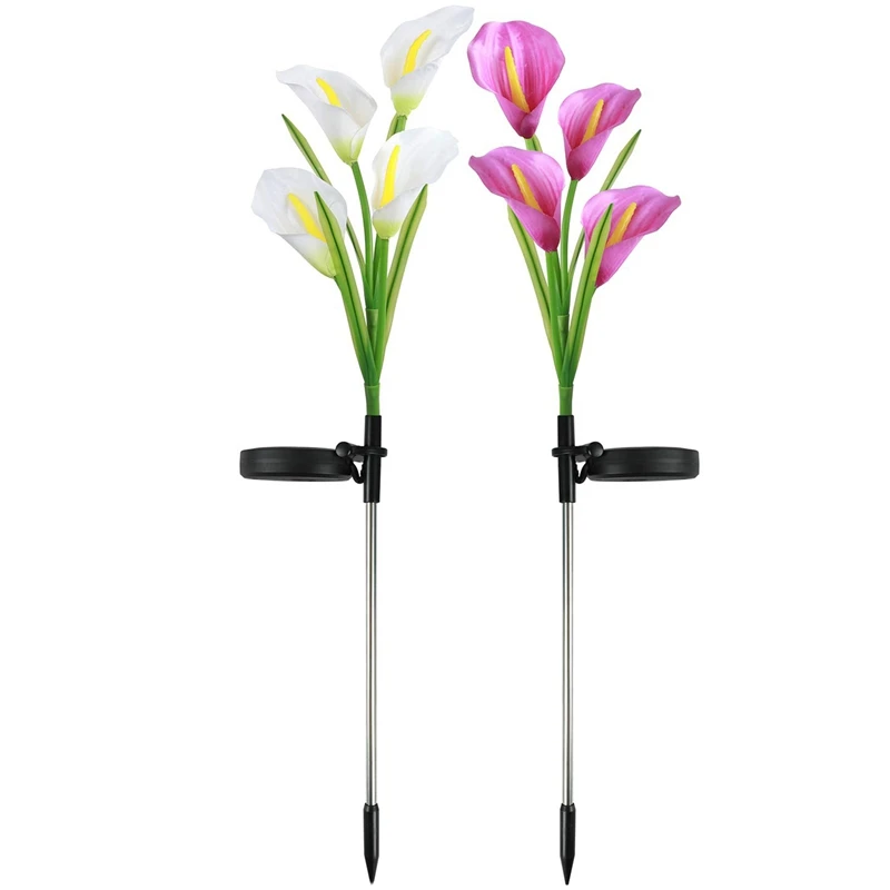 Outdoor Solar Garden Lights Led Powered Stake Path With 8 Calla Lily Flower Multi-Color Changing S | Лампы и освещение