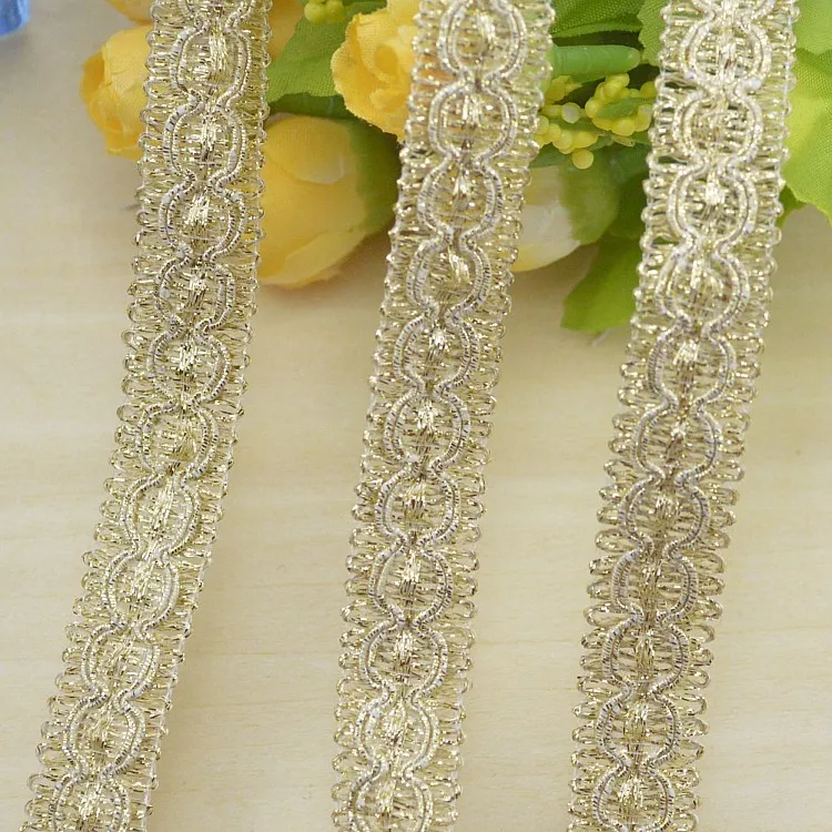 5 meters/lot Golden Ribbon Diy Accessory Wavy Cluny Webbing Garments Hair Decorations Lace Stiching tape trimming webbing