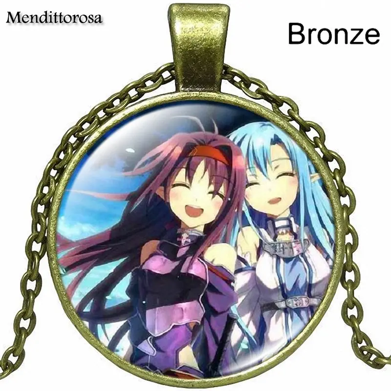 Ожерелье с подвеской для женщин и детей стеклянный кабошон меч искусство онлайн