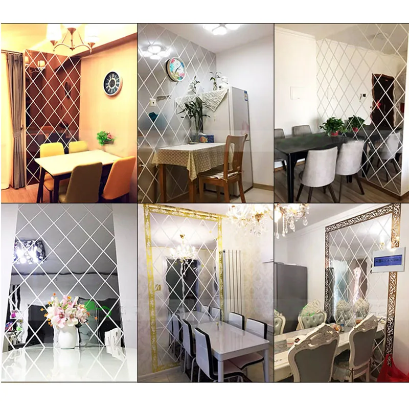Настенные 3D стикеры алмазная зеркальная стена с современным узором домашняя