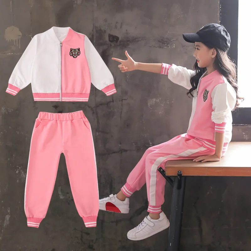 

Girls Clothes 4-12 Y Autumn Hoodless Patchwork Zipper Hoodie 2 PCS Set (Hoodie + Long Pant) Fashion Korean Style Outerwear Suits