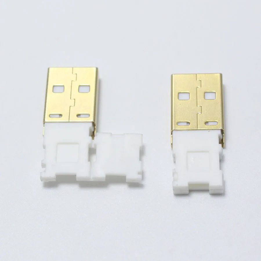 2 шт. USB 0 штекер Соединитель с белым складной оболочкой позолоченный сварной Тип