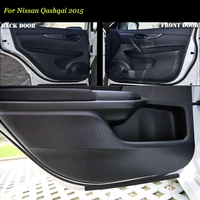 teeze 4pcs new interior carbon fiber doors side edge anti kick protection pad sticker for nissan qashqai 2015