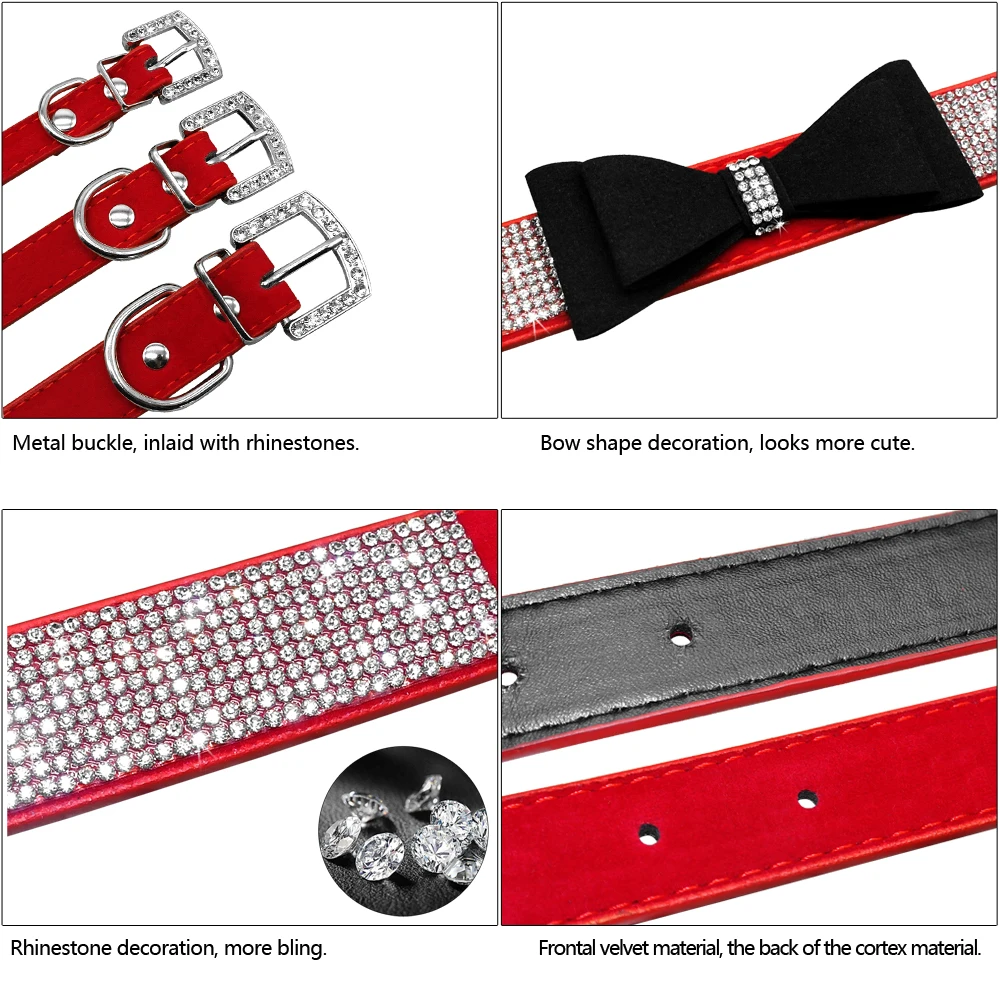 Стразы для собак кожаный ошейник маленьких розовый красный больших домашних