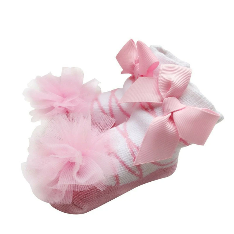 Высококачественные хлопковые детские носки с большим бантом кружевные