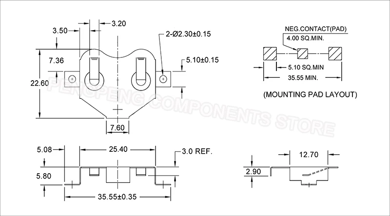 100 шт.лот SMT SMD BK-887 3V держатель аккумулятора CR2450, фиксатор аккумулятора CR2450 (art.: 3a362ef20c8) - 3a362ef20c8