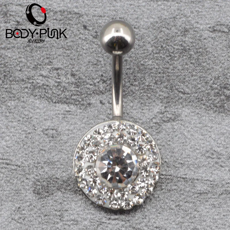 Сияющие бусины в стиле панк для пирсинга пупка полностью прозрачное покрытие