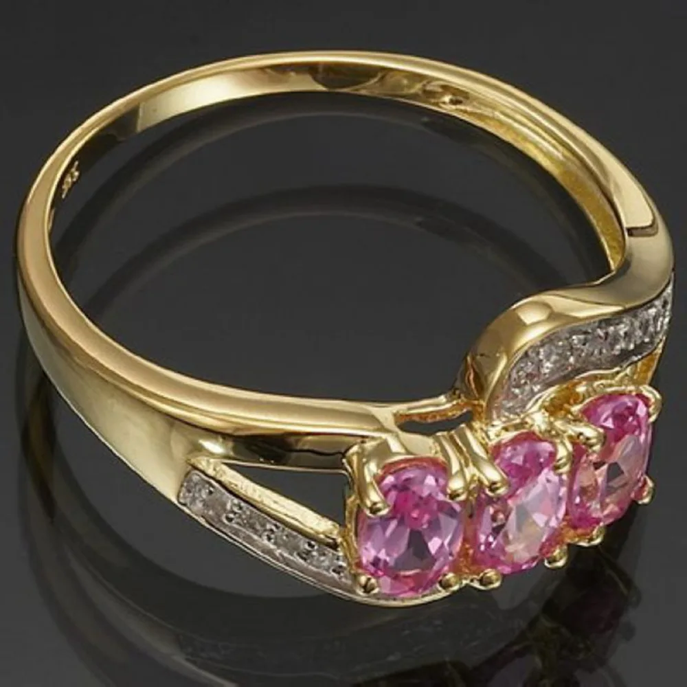 Женские кольца с розовым цирконием SuoHuan вечерние золотым наполнителем ювелирные