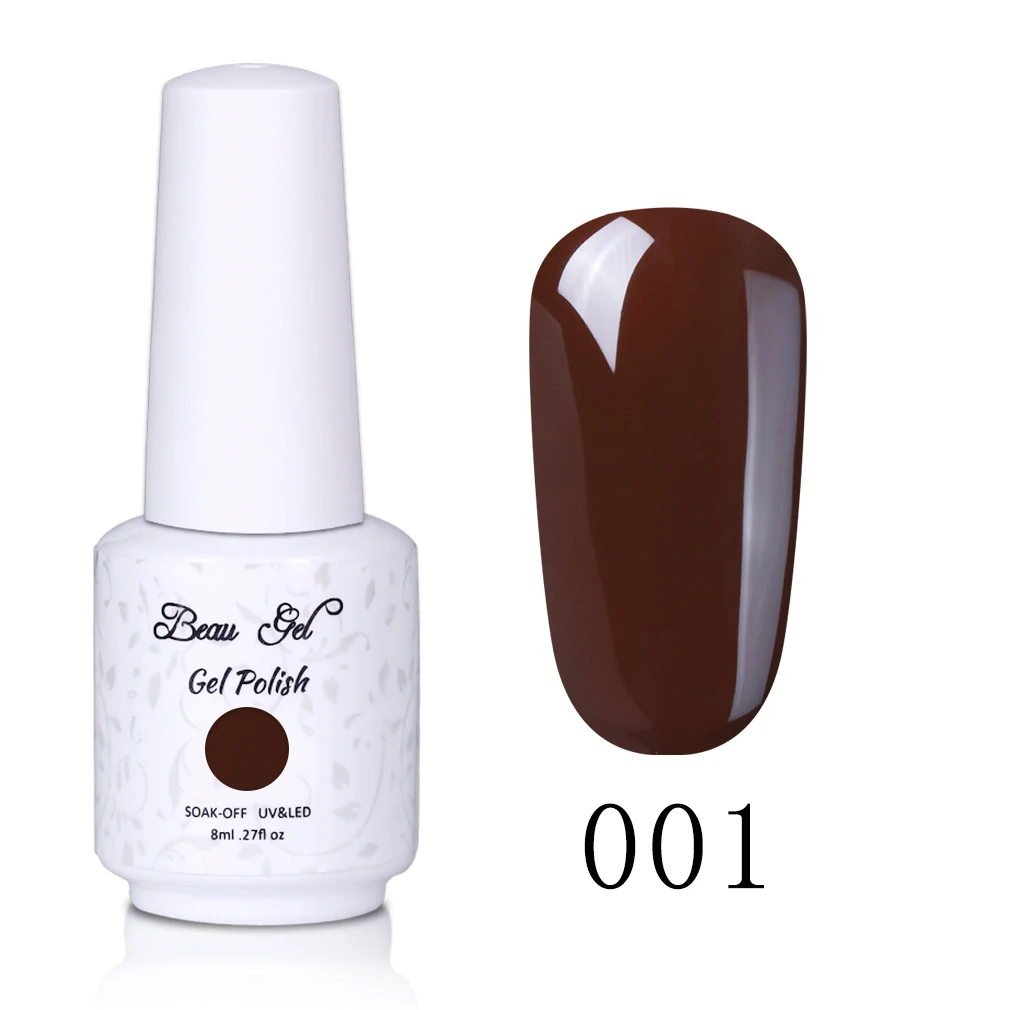 Гель лак для ногтей Beau Gel Коричневая серия кофейных лаков 8 мл отмачиваемые эмалты