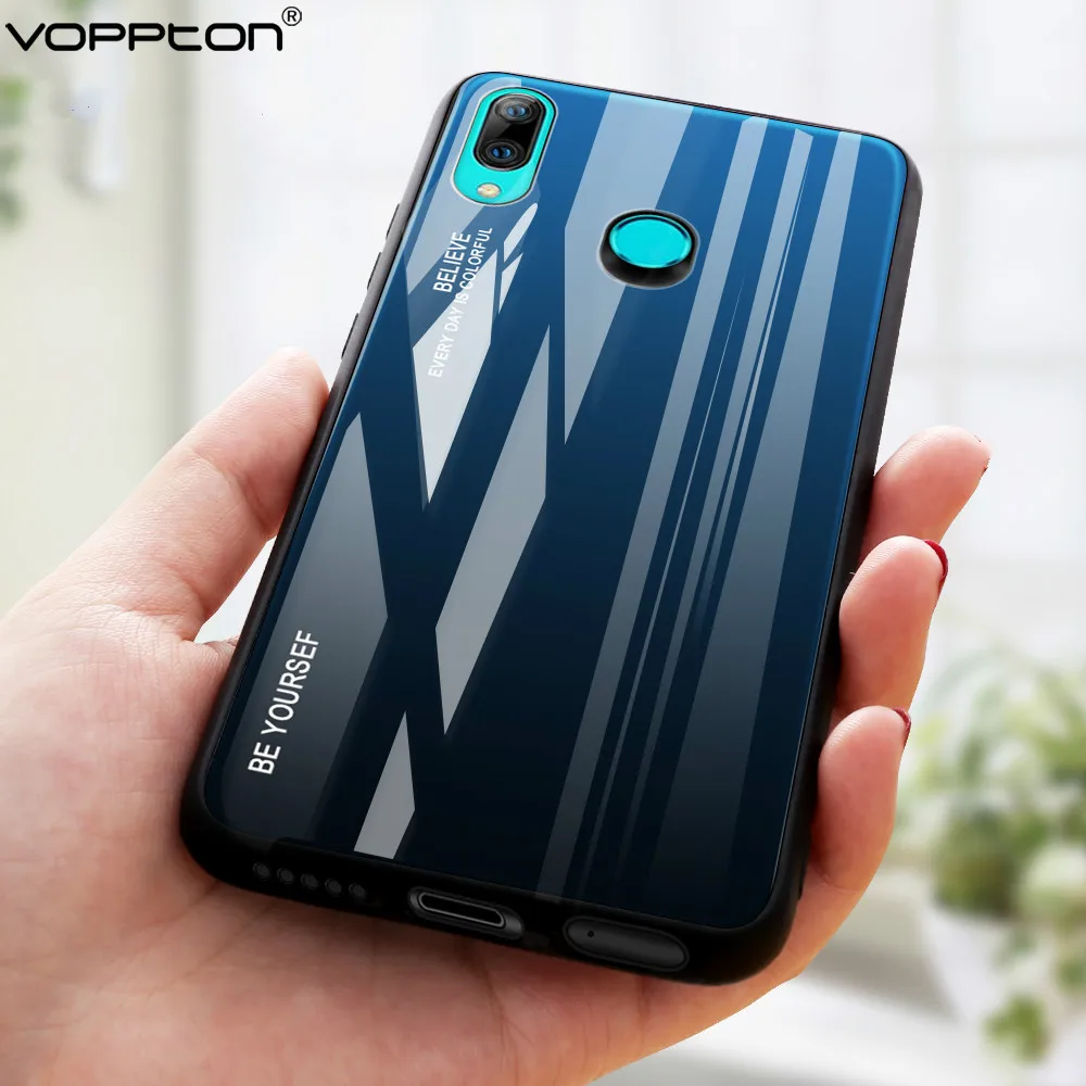 Для Huawei P Smart Z чехол для телефона градиентное закаленное стекло Y9 Prime 2019 TPU