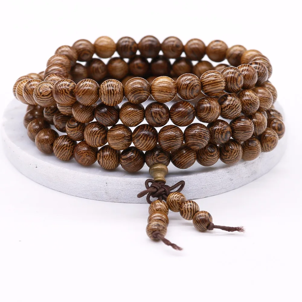 Браслеты из натурального сандалового дерева ручной работы 108 браслет бусин Будды