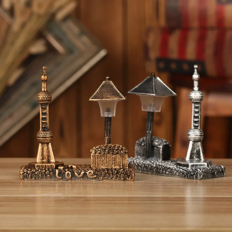 

European Retro Pearl Tower Home Decorations Accessories Night Light Ornaments Gift Box Student Gifts Bicolor Small Desk Lamp