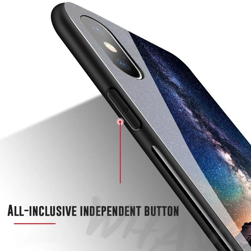 Роскошный чехол для iPhone X силиконовый бампер зеркальный закаленный стеклянный