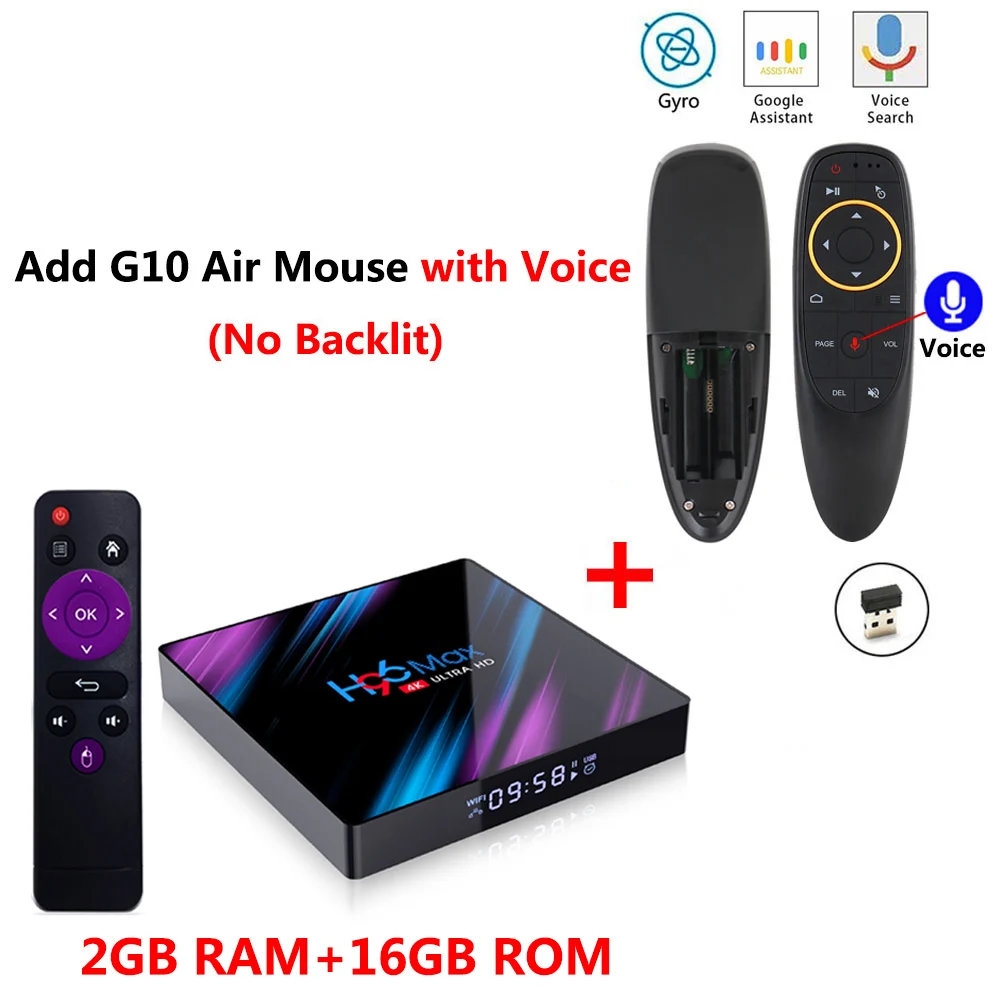 2GB 16GB add G10 mic H96 MAX Smart tv Box Android 9,0 2 ГБ 4 ГБ ОЗУ 16 ГБ 32 ГБ 64 Гб ПЗУ 2,4G 5G WiFi Bluetooth 4,0 медиаплеер RK3318 4K HD телеприставка - Цвет: 2GB 16GB add G10 mic