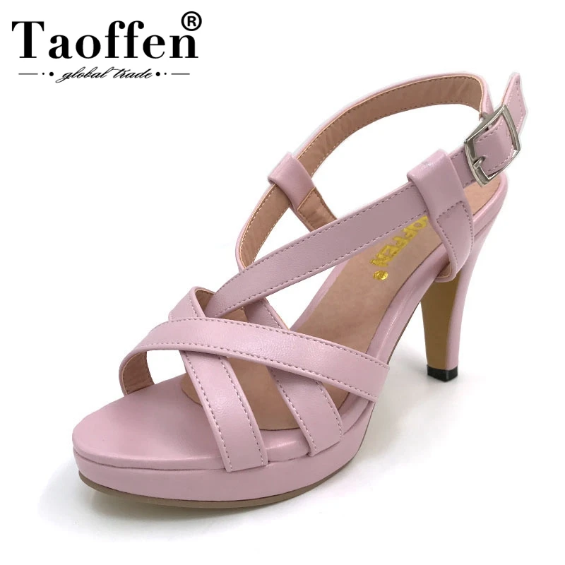 Женские босоножки на высоком каблуке TAOFFEN летние размеров 32-43 платформе и женские