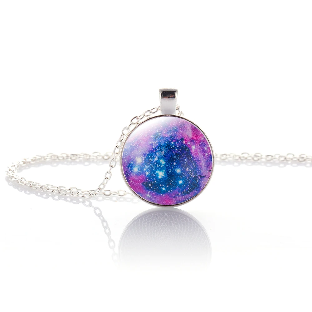 2017 популярное ожерелье с подвеской в виде небулы стеклянный кабошон серебряная