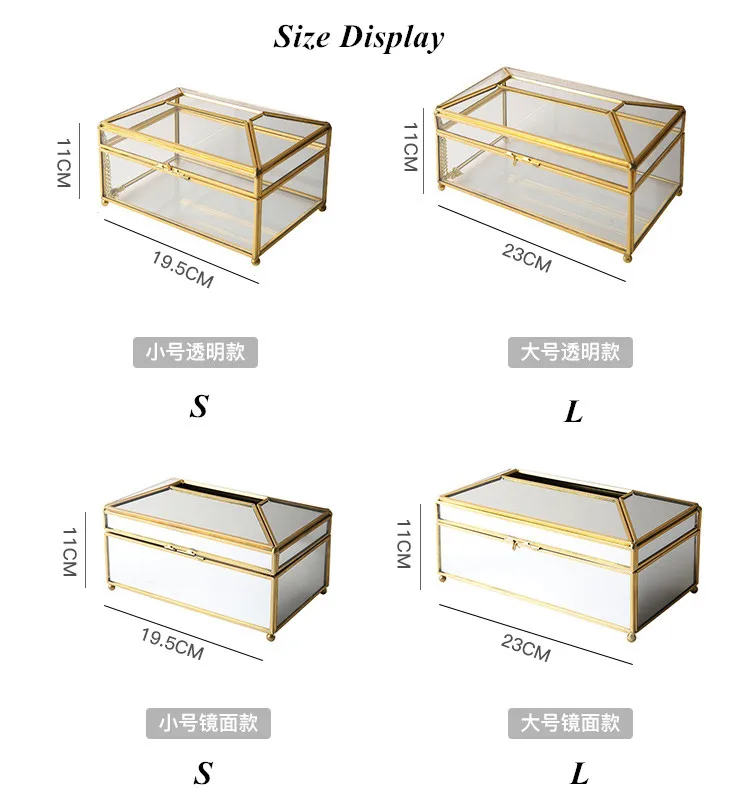Скандинавский Золотой светлый Роскошный прозрачный стеклянный ящик для