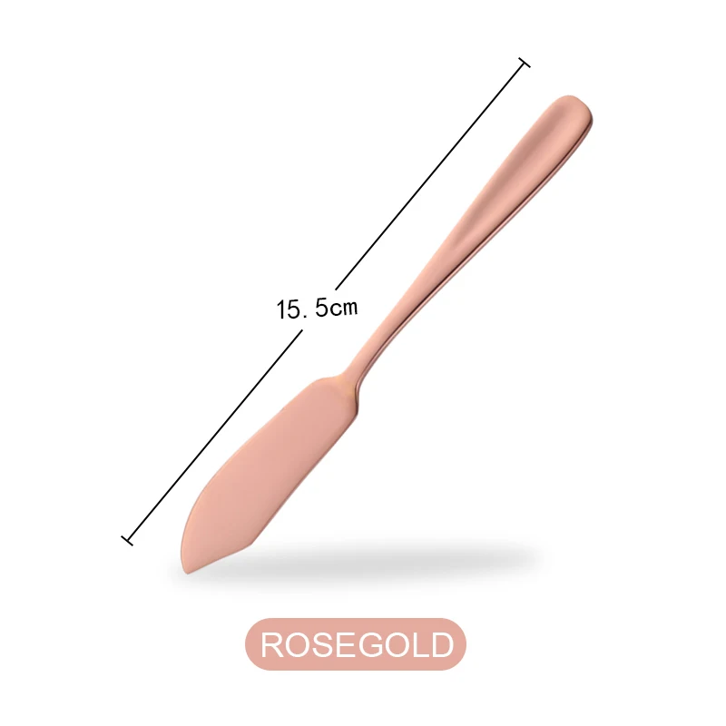 rose gold 1 шт. нож для масла пищевой 304 из нержавеющей стали, десертное варенье, нож для разрезания крема и сыра, 8 цветов, столовые приборы в западном стиле, инструмент для завтрака - Цвет: rose gold