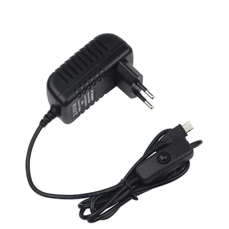 Raspberry Pi 3 B + источник питания 5 В А кнопка переключения адаптер Micro USB для розеток