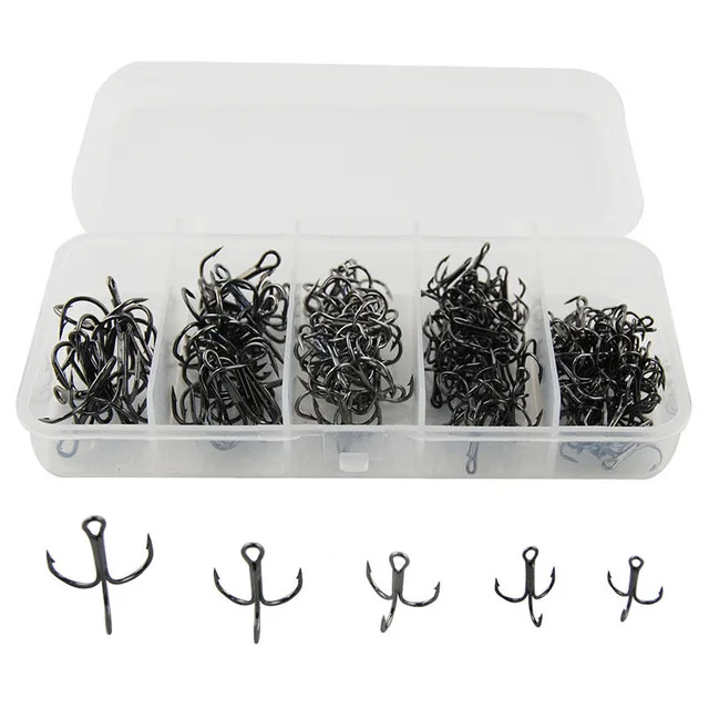150pcs set Hyaena 150 шт. 35647 черные высокоуглеродистые стальные тройные Крючки Рыболовный набор#4 6 8 10 12 широкий зазор рыболовный крючок набор с коробкой - Цвет: 150pcs set