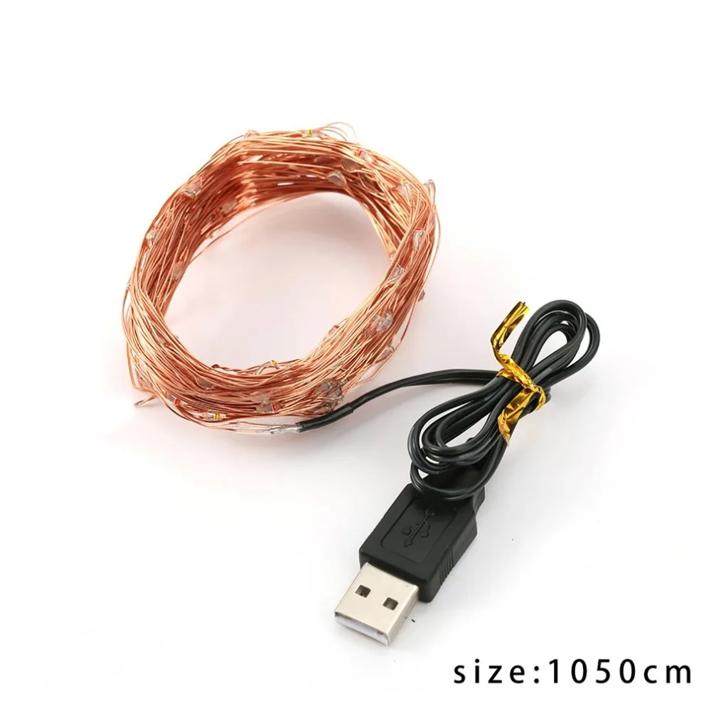 10 м USB светодио дный свет шнура Водонепроницаемый Медный провод строка Праздник