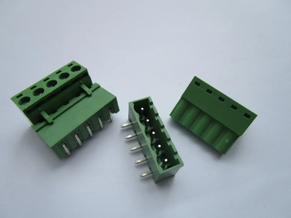 Закрытый угол 5 pin/way шаг 08 мм винтовой клеммный блок коннектор зеленый цвет