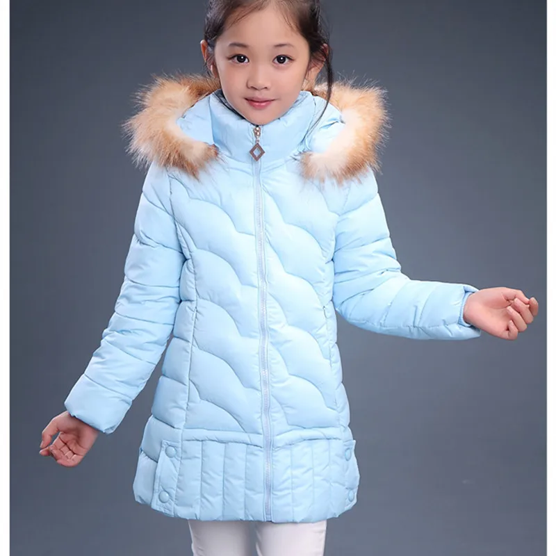 2017 зимняя подростковая куртка с меховым капюшоном для девочек пуховик парка