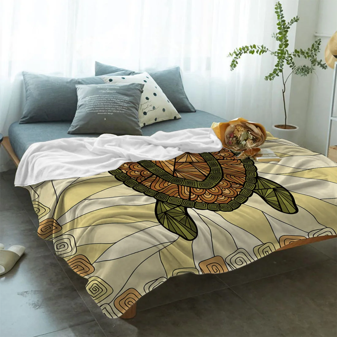 Геометрическая Черепаха Морская черепаха зеленое художественное одеяло мягкое