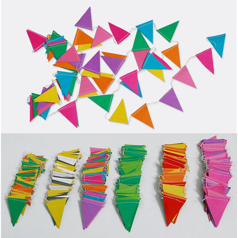 4 м длина треугольная бумажная Свадебная гирлянда украшения для дня рождения