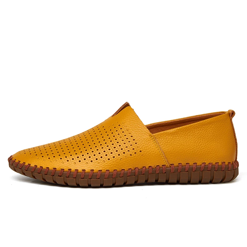 AGSan/летние дышащие мужские лоферы Мужская обувь из натуральной кожи большие