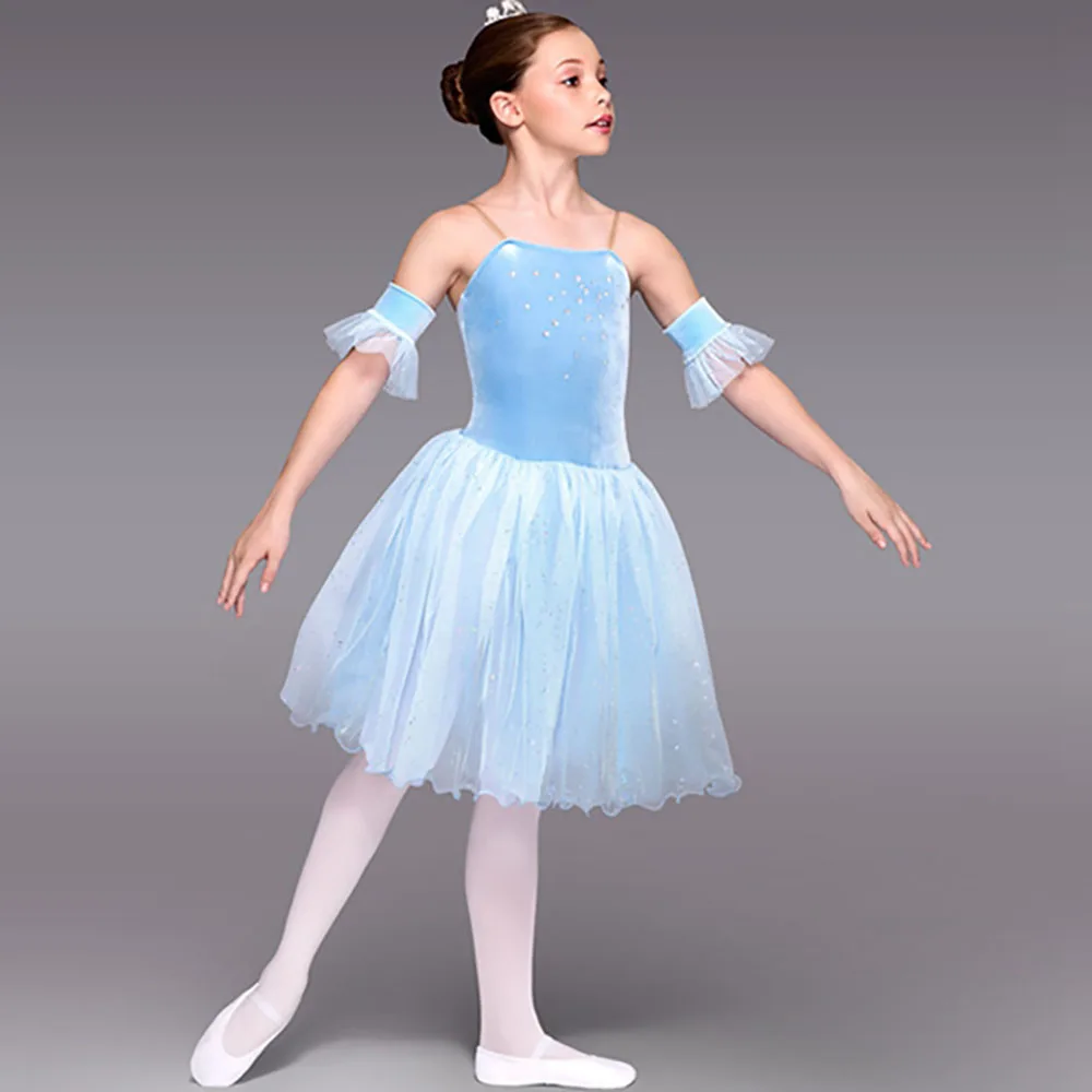 Good Quality Ballet Dance Dresses For Girl Blue Color Fantasia Braces Skirts Children Feminine Schoolgirl Examination Suits B162 |