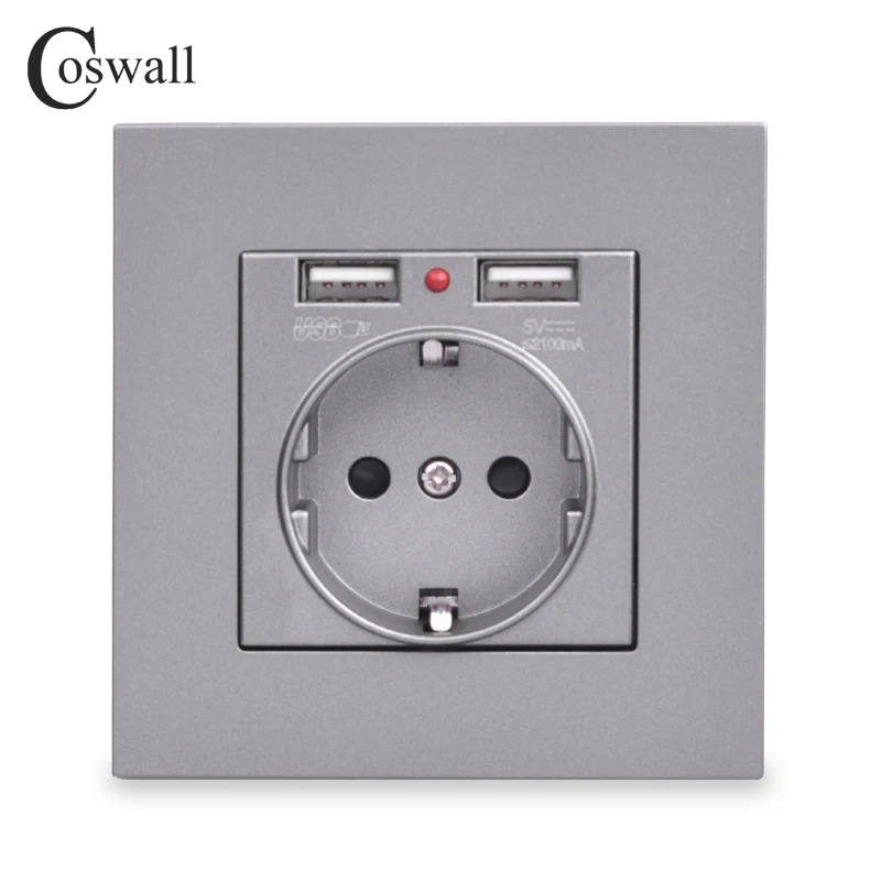 Coswall двойной usb порт для зарядки 5 в 2 1 а светодиодный индикатор 16А настенная