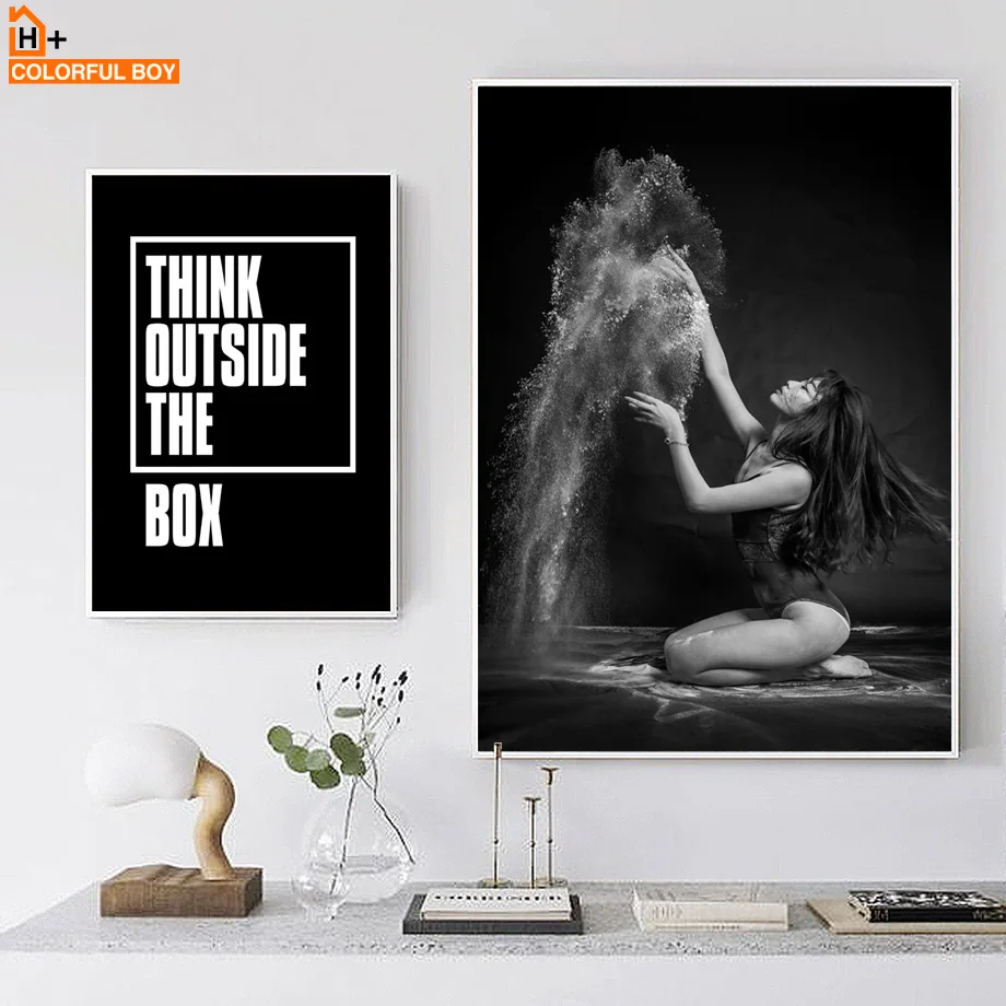 Girl Sea Boat Landscape Quote Wall Art Canvas Painting Nordic Posters And Prints Black White Pictures For Living Room Decor | Дом и сад