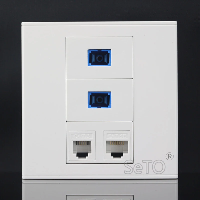 SeTo 86 Тип двойной оптический SC + RJ45 Cat5e сеть Lan RJ11 Cat3 Телефонная настенная пластина