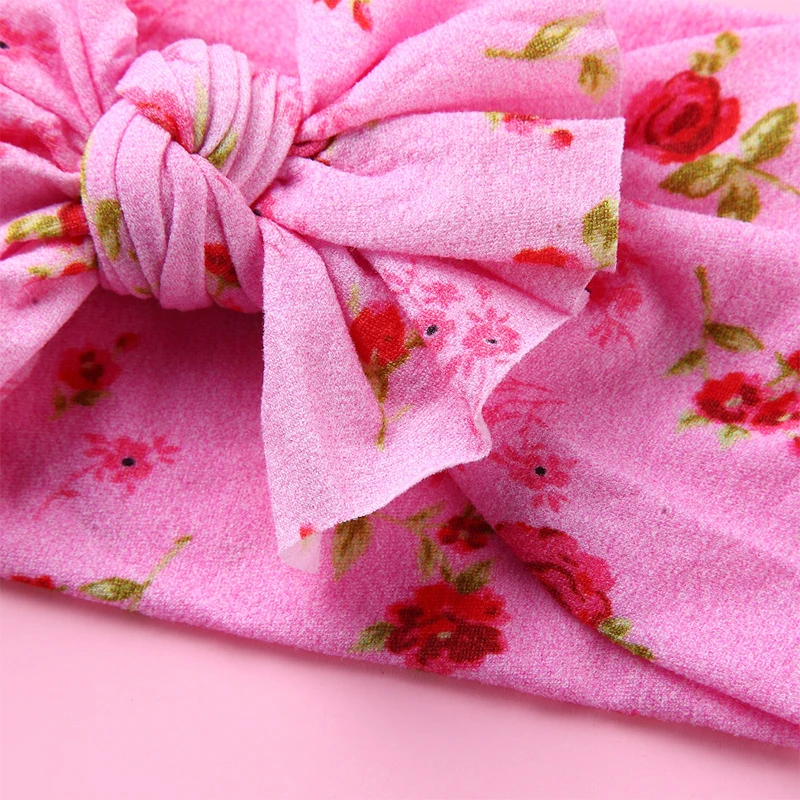 Cinta para el pelo con estampado de color rosa para beb&eacute;, accesorios bonitos para beb&eacute;, Lazo de algod&oacute;n, bandana el&aacute;stica roja y rosa, accesorios para beb&eacute;, 1 unidad-3
